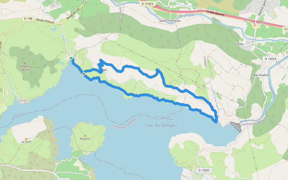 Les Vailhes walking route map in Le Puech