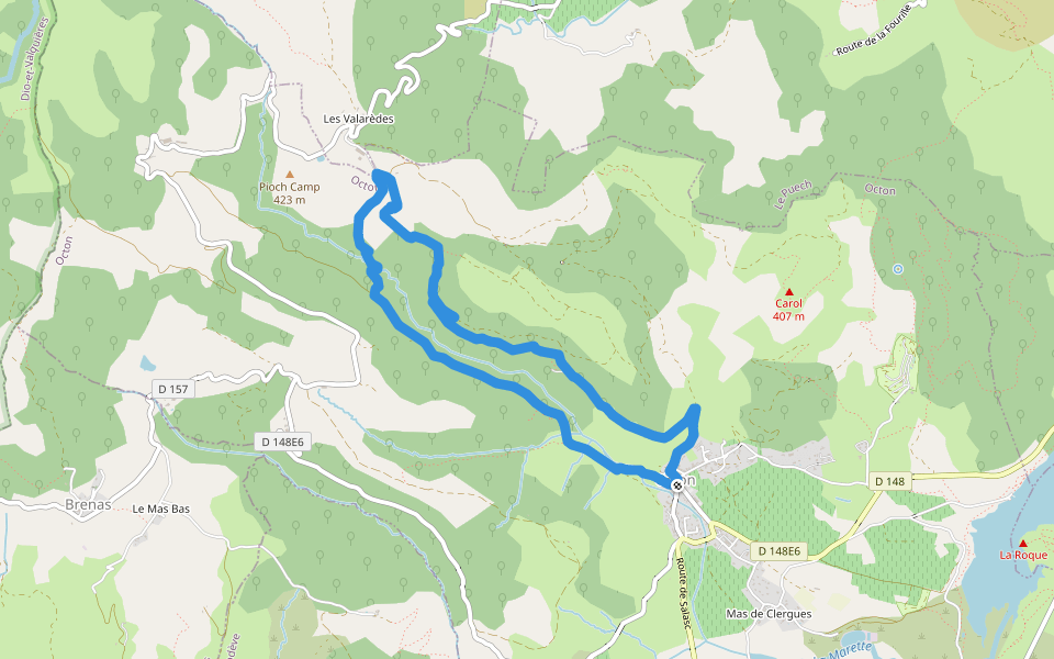 Notre Dame de Roubignac walking route map in Octon