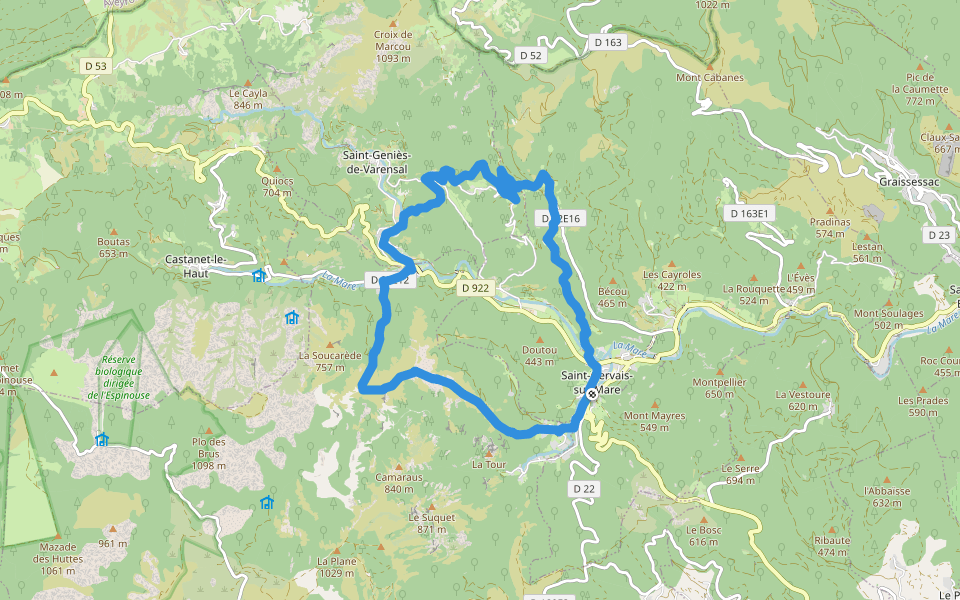 La Haute Vallée de la Mare walking route map in Saint-Gervais-sur-Mare