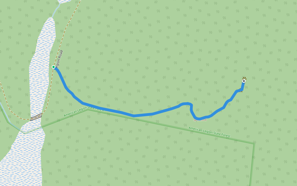 Turkey Vulture Ledges walking route map in Barkhamsted