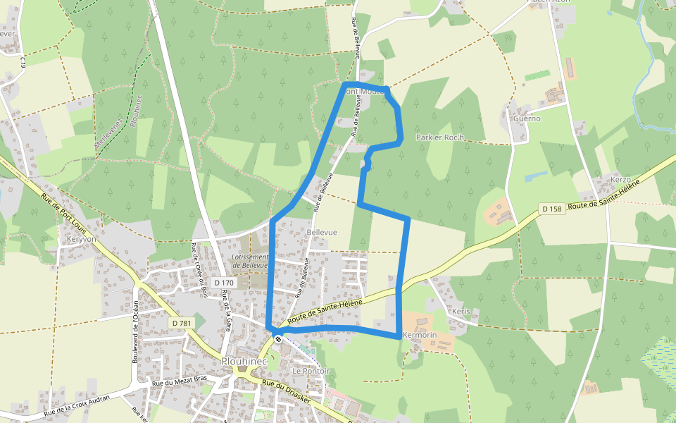 Circuit du Lavoir du Vamen walking route map in Plouhinec