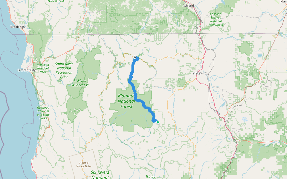 PCT - California Section Q walking route map in Etna