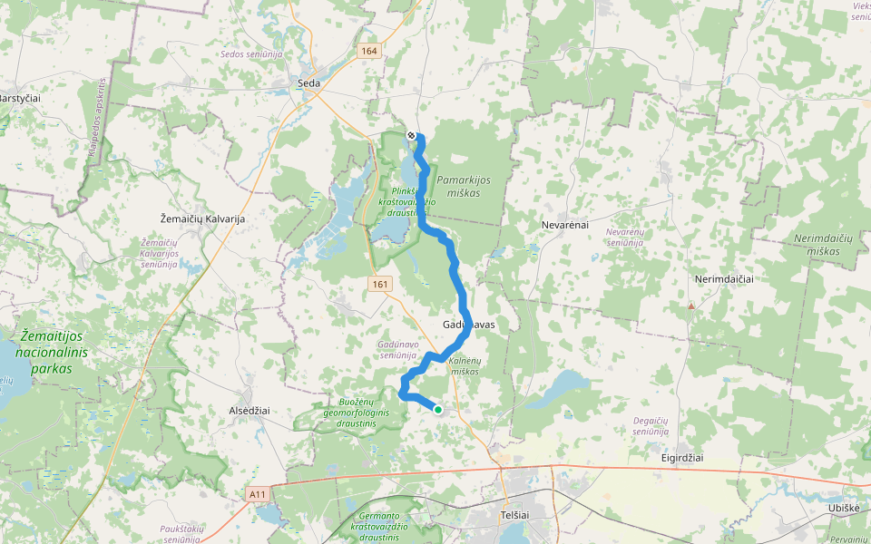 E11 section 80: Buožėnai – Plinkšės walking route map in Buožėnai