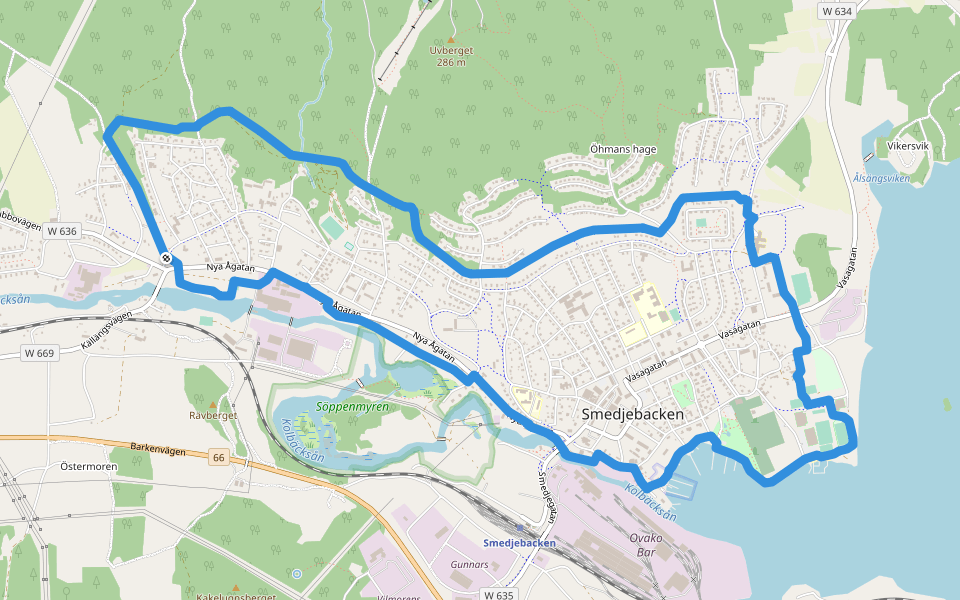 Gröna milen walking route map in Smedjebacken