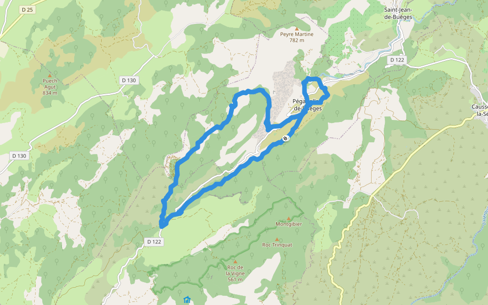 Seranne-Pontel walking route map in Pégairolles-de-Buèges