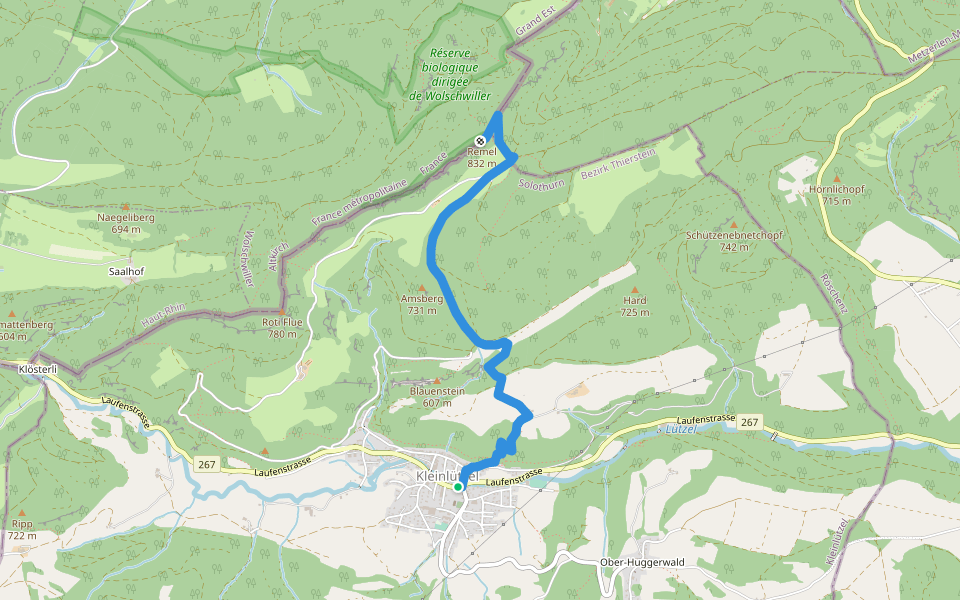Kleinlützel - Remel walking route map in Kleinlützel