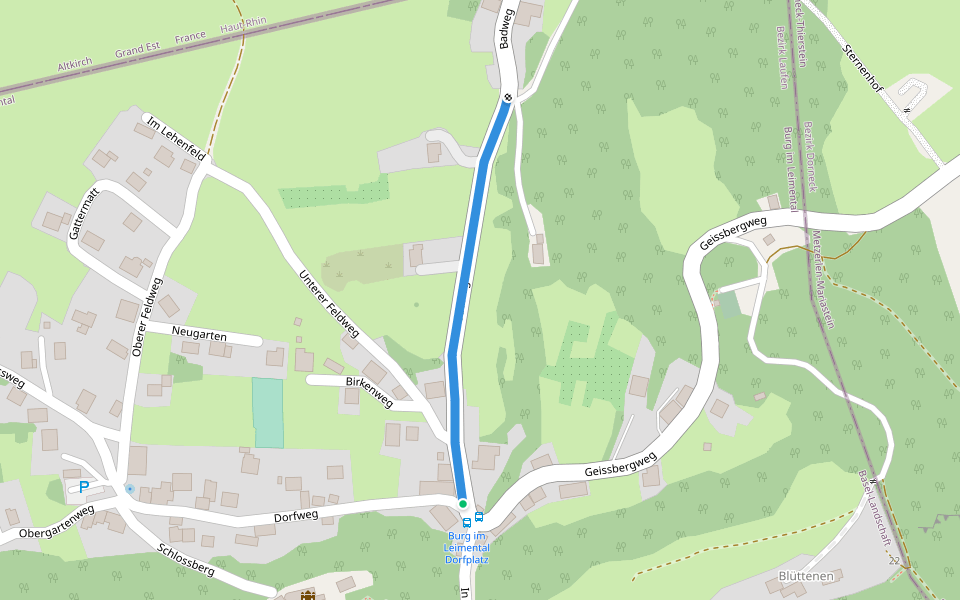 Burg - Bad Burg walking route map in Burg im Leimental