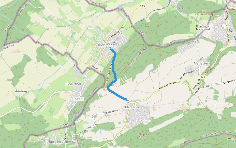 Rodersdorf - Metzerlen? - fixme walking route map in Rodersdorf