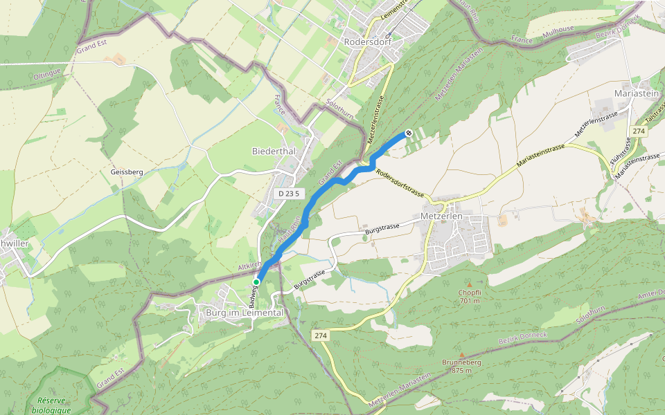 Bad Burg - Heulen? / Flüh? - fixme walking route map in Burg im Leimental