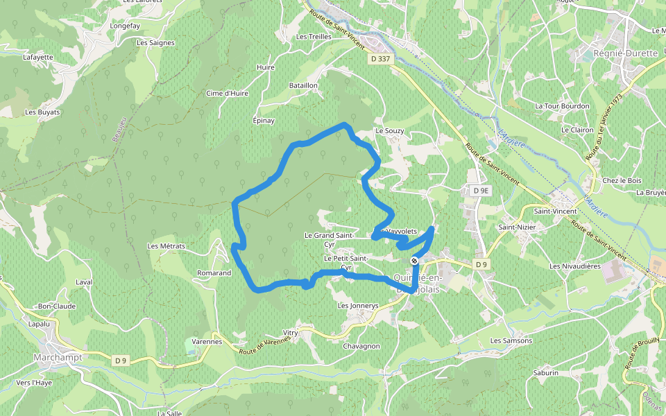 Circuit des Trois Châteaux 7 walking route map in Quincié-en-Beaujolais