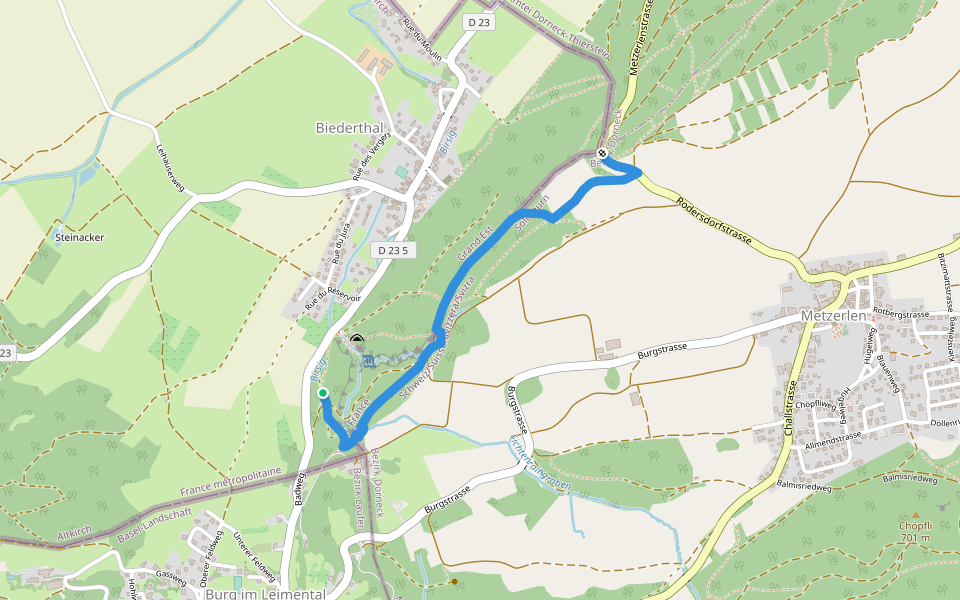 Sentier circulaire Biederthal walking route map in Biederthal