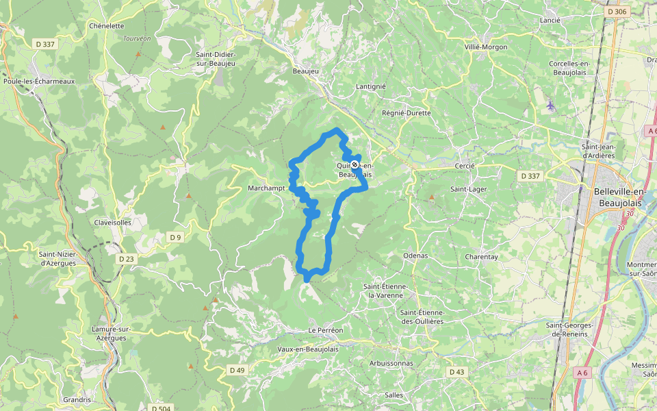 Circuit des Trois Châteaux 23 walking route map in Quincié-en-Beaujolais