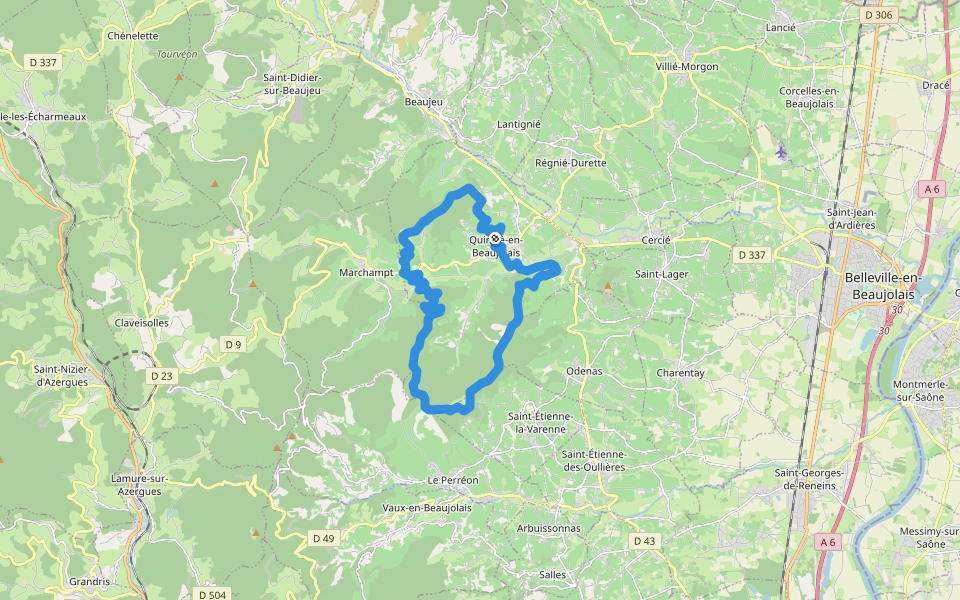 Circuit des Trois Châteaux 26 walking route map in Quincié-en-Beaujolais