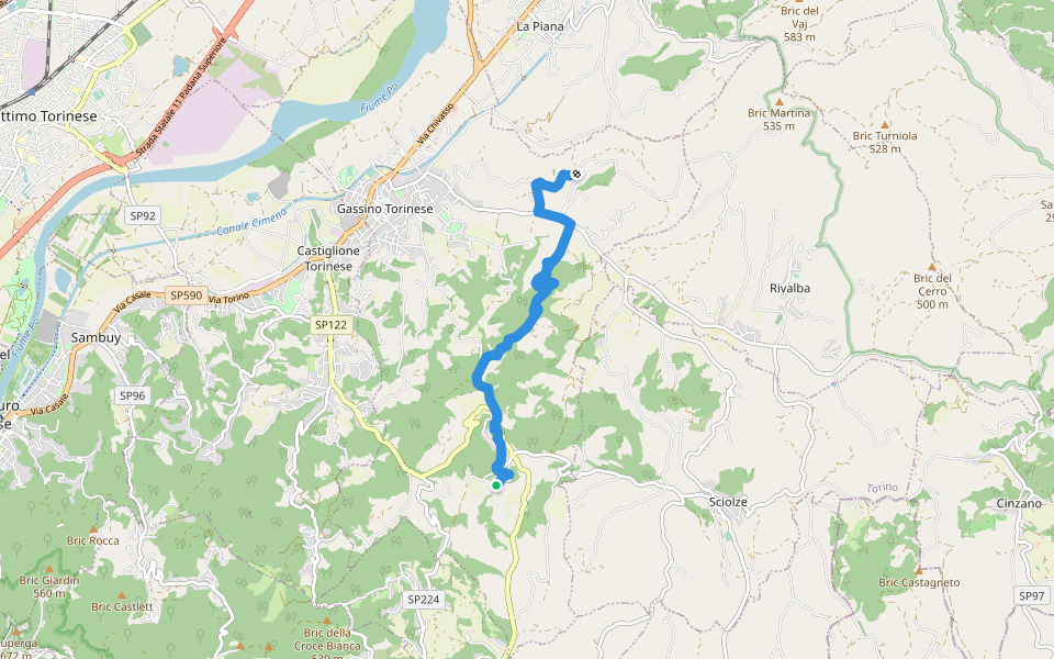 Grande Traversata della Collina Tratto 8 walking route map in Bardassano