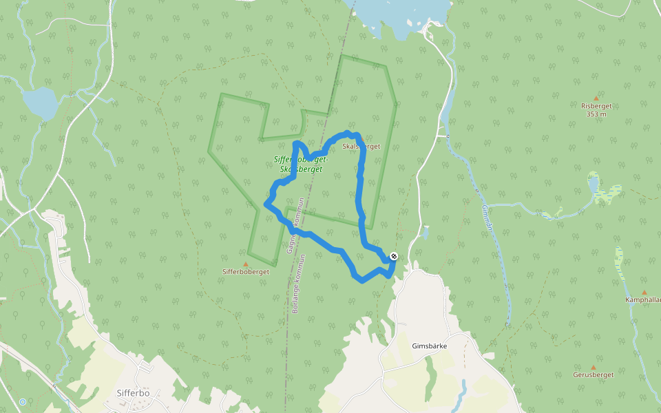 Skalberget runt walking route map in Gimsbärke