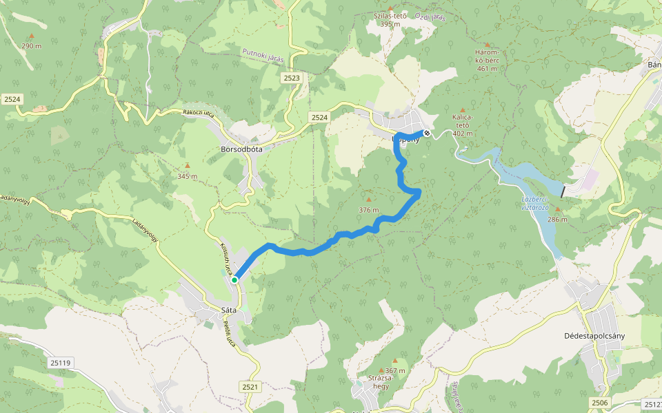 Kohászok útja (Sáta – Uppony) walking route map in Sáta