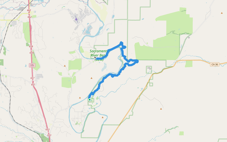 Yana Trail walking route map in Red Bluff