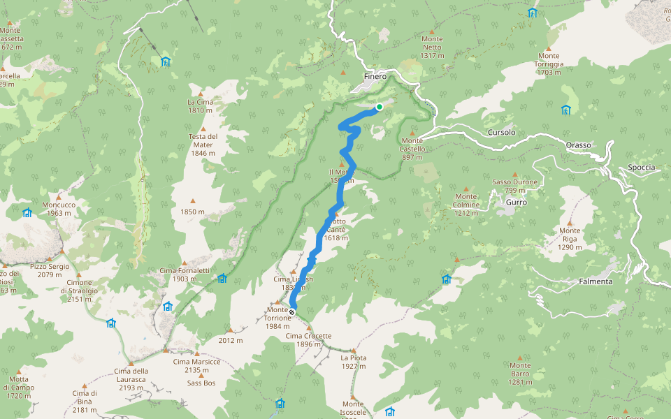 S25 - Provola di Finero - Passo delle Crocette walking route map in Finero