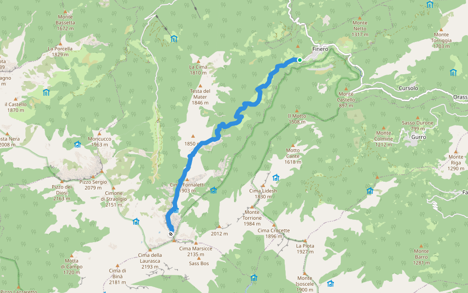 S29 - Finero - Bocchetta di Cortechiuso walking route map in Finero