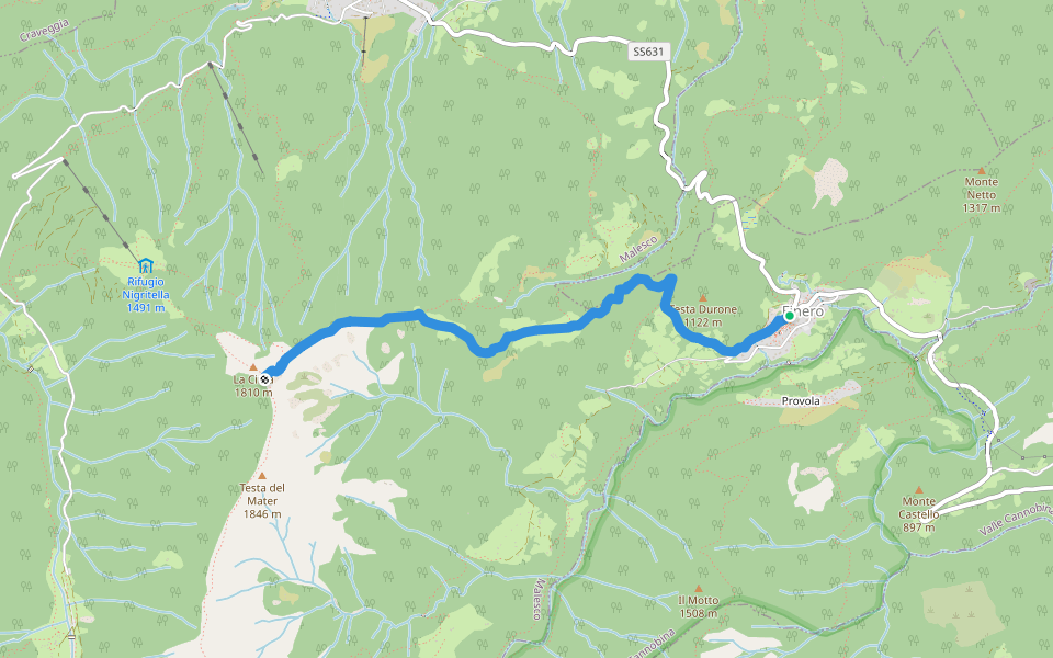 S31 - Finero - La Cima walking route map in Finero
