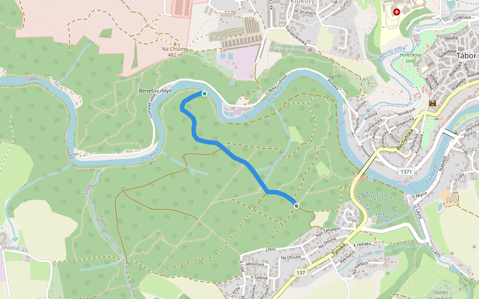[M] Střední okruh walking route map in Tábor