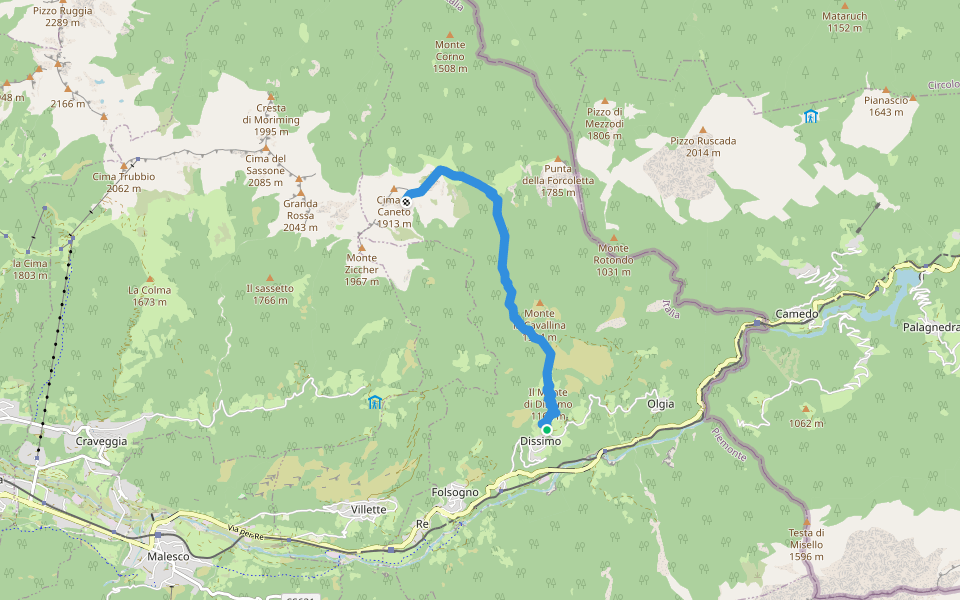 M41 - Dissimo - Alpe Caneto walking route map in Dissimo