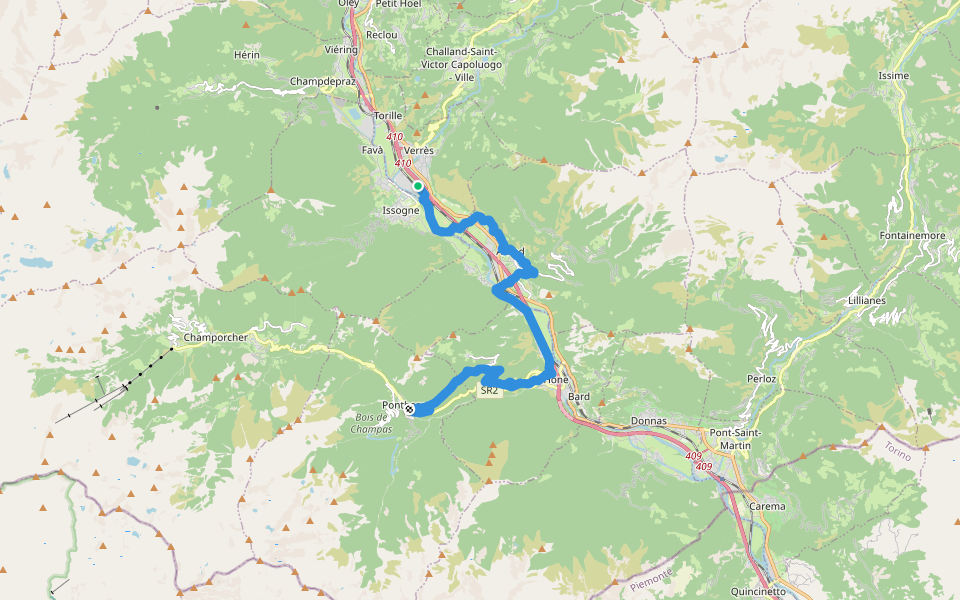 Cammino Balteo (Bassa Via della Valle d'Aosta), Tappa 22 walking route map in Verrès