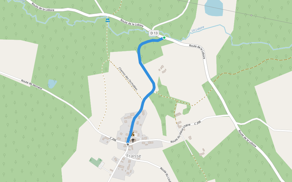 Liaison Bosset - Fraisse walking route map in Fraisse