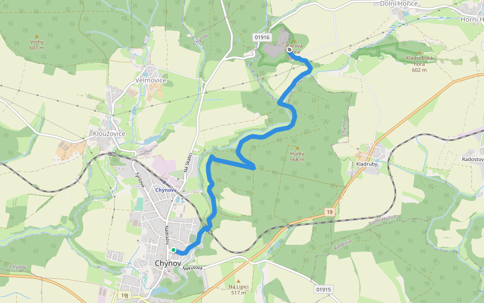 Chýnovská naučná stezka walking route map in Chýnov
