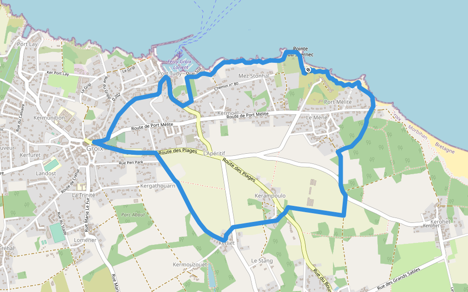 Circuit de Port Mélite/Le Mené walking route map in Groix