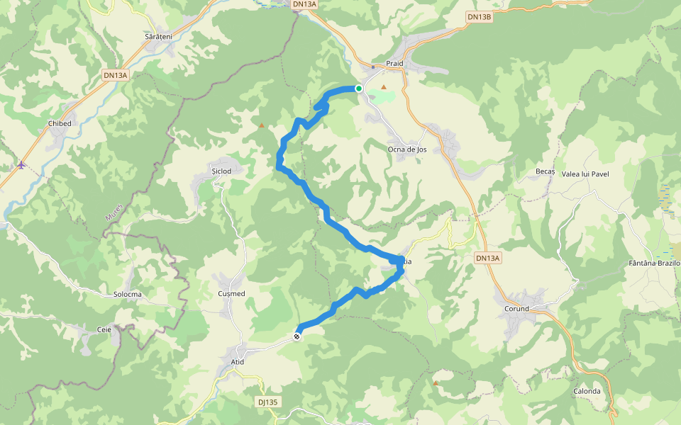 Via Mariae M24 Praid - Atid walking route map in Ocna de Jos