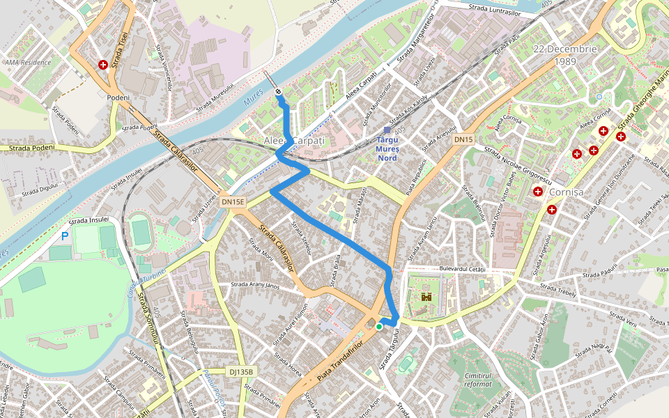 Via Mariae M01 - Târgu Mureș (Biserica Sfântul Ioan Botezătorul) walking route map in Târgu Mureș