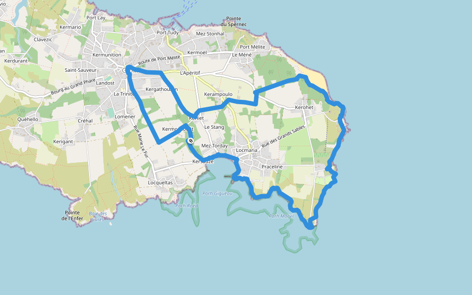 Circuit de Locmaria / Les Chats walking route map in Groix