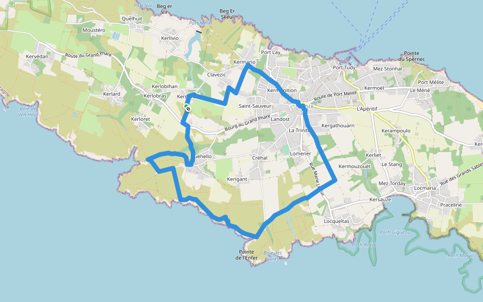 Circuit du Trou de l'Enfer / Saint Nicolas walking route map in Groix