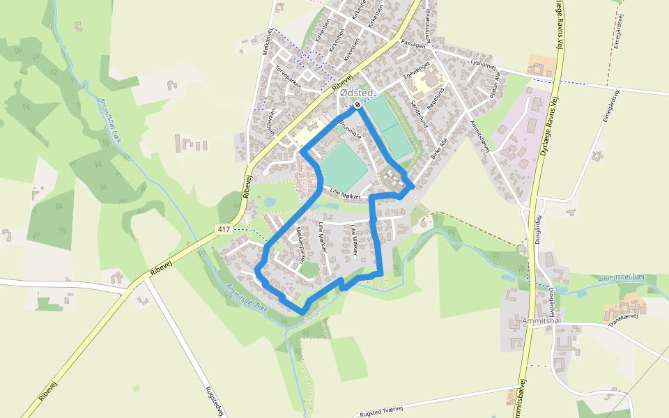 Ammitsbøl Bæk Gul Rute walking route map in Vejle
