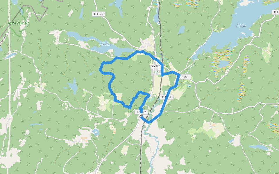 Godegård runt walking route map in Godegård