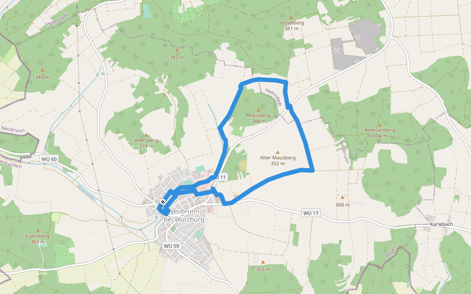 Wandern & Nordic Walking rund um Neubrunn - Mausberg walking route map in Neubrunn