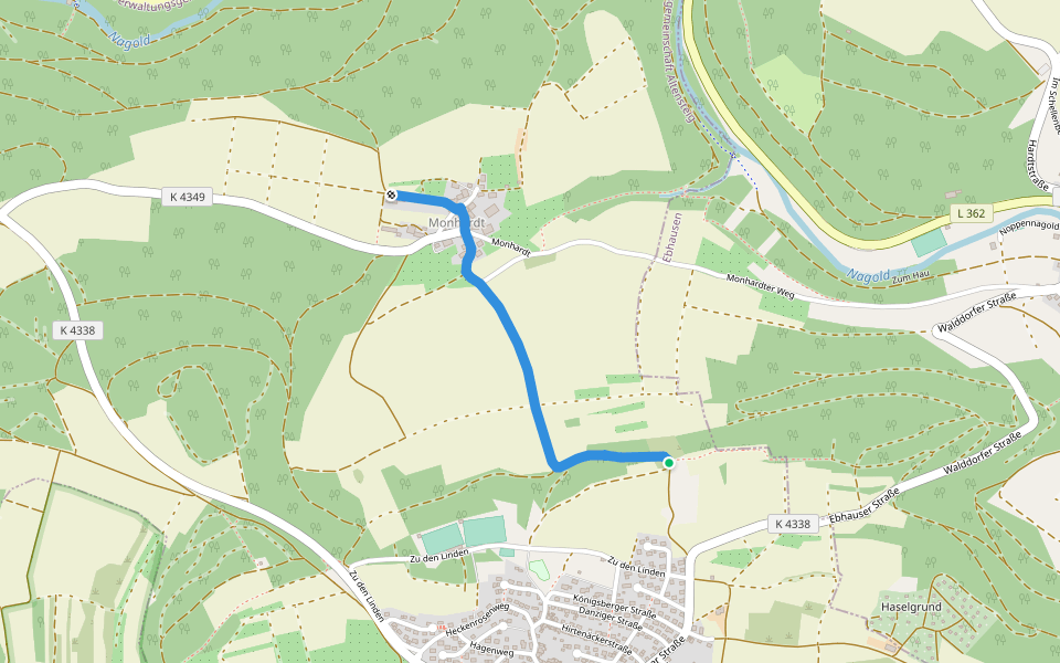 Monhardter Berg - Monhardt walking route map in Altensteig