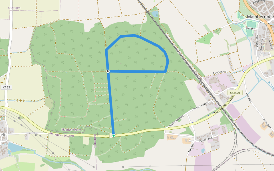 Mainbernheimer Waldumbaulehrpfad walking route map in Mainbernheim