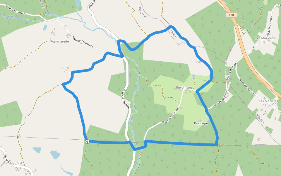 Boucle de Peypensou walking route map in Lunas