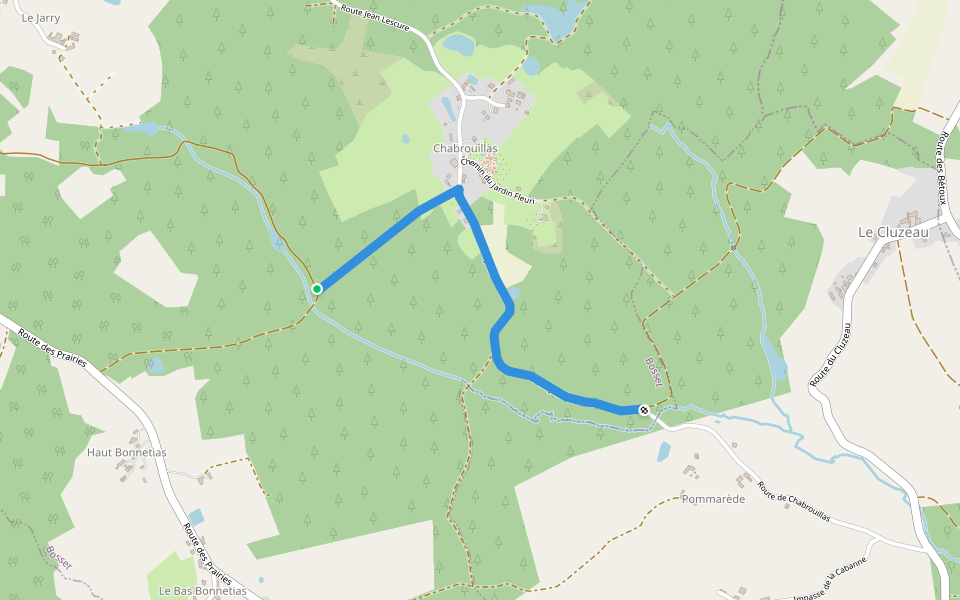 Liaison Bosset - Lunas walking route map in Bosset