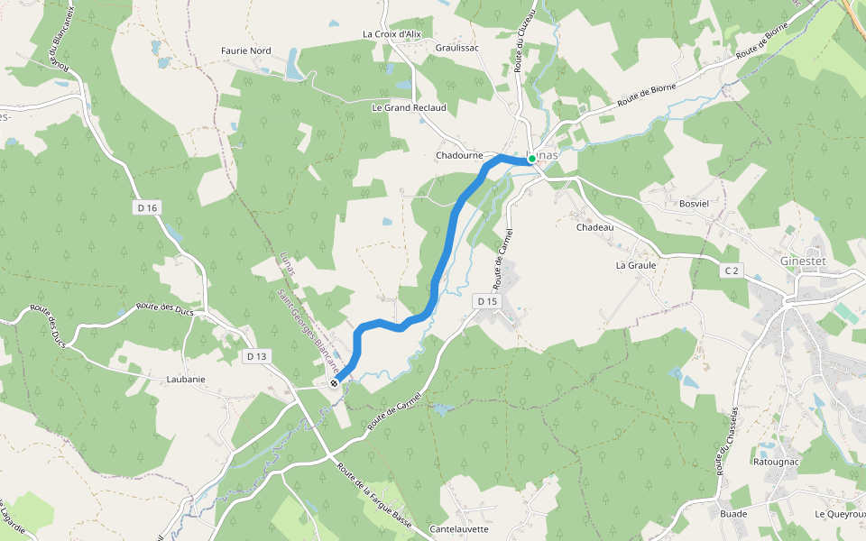 Liaison St-George-Blancaneix - Lunas walking route map in Lunas
