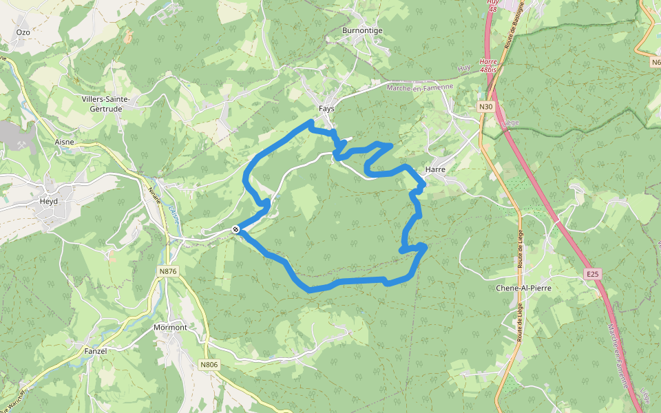 21. Bois de Harre walking route map in Manhay