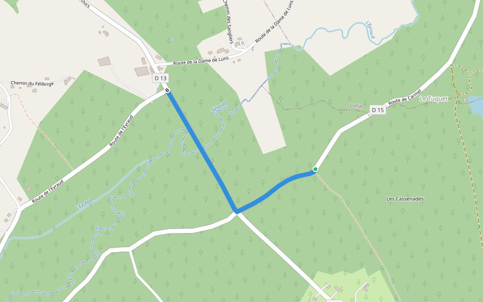 Liaison St-George-Blancaneix - Boucle de Claud de Bled walking route map in Prigonrieux