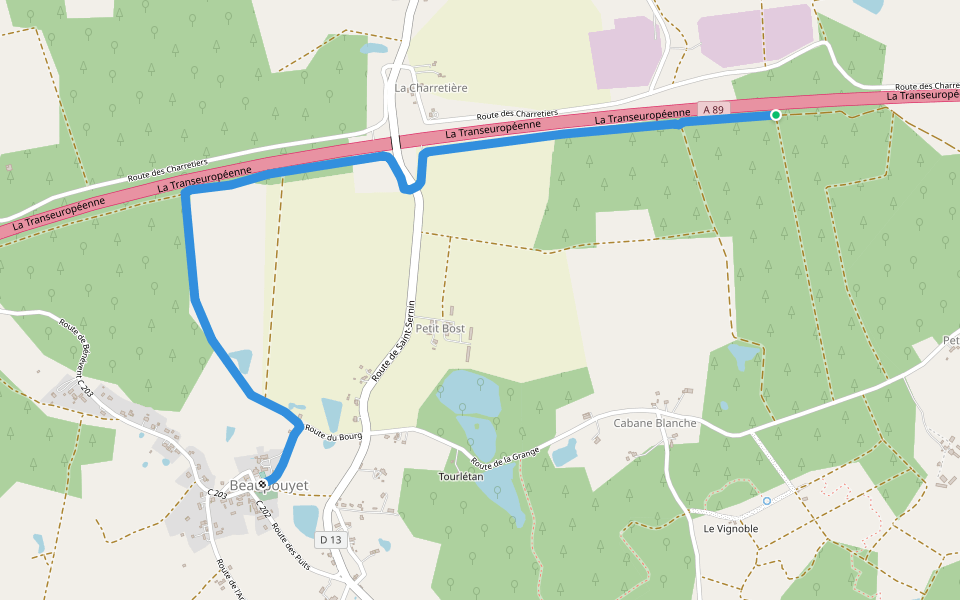 Liaison Beaupouyet - Forêt du Vignoble walking route map in Beaupouyet