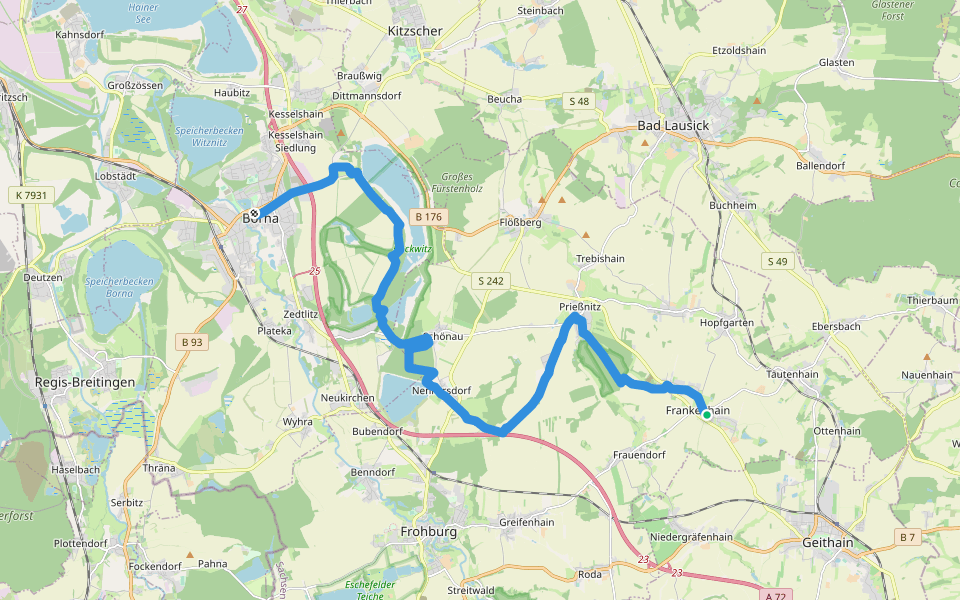 Via Porphyria Etappe 2 walking route map in Frohburg