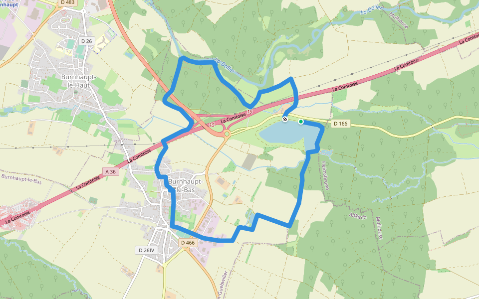 Sentier des bunkers - Anneau rouge walking route map in Burnhaupt-le-Bas
