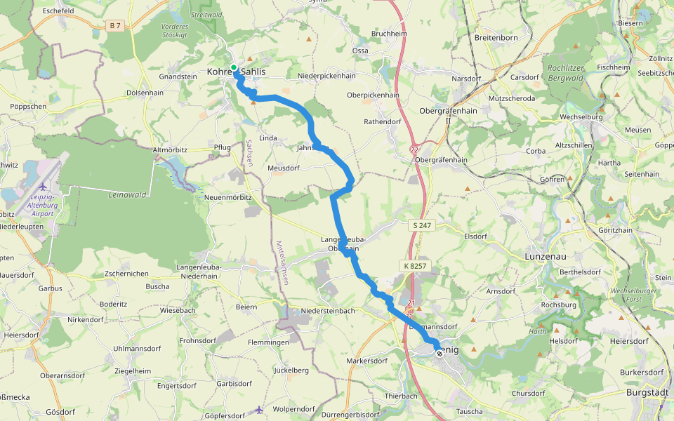 Via Porphyria Etappe 5 walking route map in Frohburg