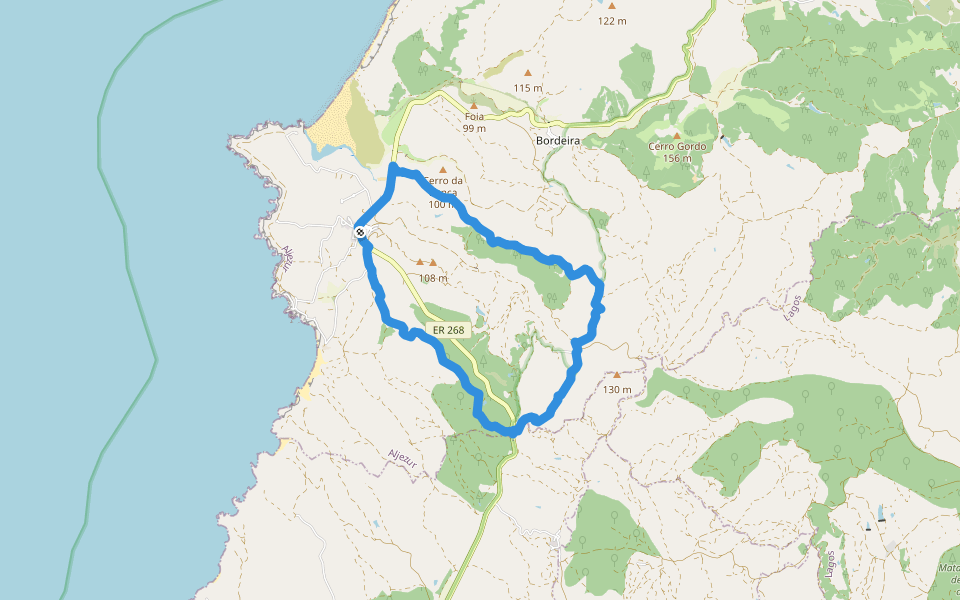 Cerros da Carrapateira walking route map in Bordeira