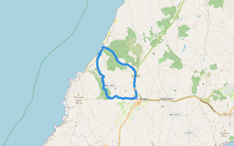 Cordoama (curto) walking route map in Vila do Bispo